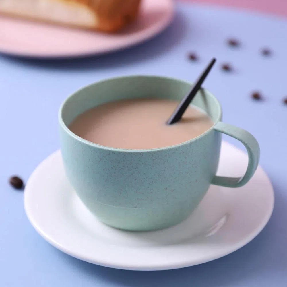 Taza de leche ligera de estilo europeo, boca ancha, taza de desayuno simple taza de beber de fondo plano (color: rosa)
