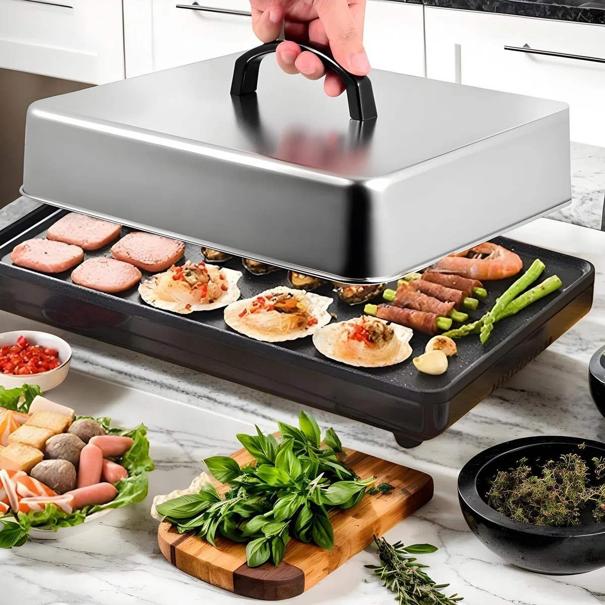 Campanas Fundidoras Cubreparrillas | Cubierta De Alimentos Rectangular para Parrillas,Tapa Multiusos para Barbacoa en Interiores y Exteriores