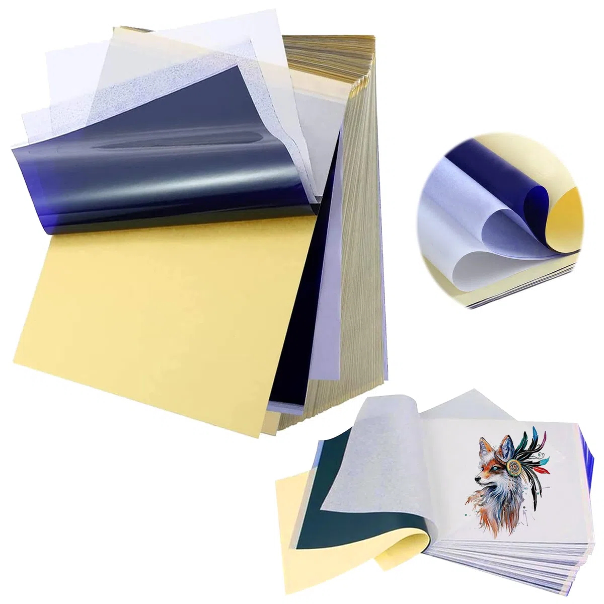 EMALLA 100 Hojas Stencil Tattoo Transfer Papel Transfer Tattoo A4 Papel Hectografico para Artistas y Principiantes