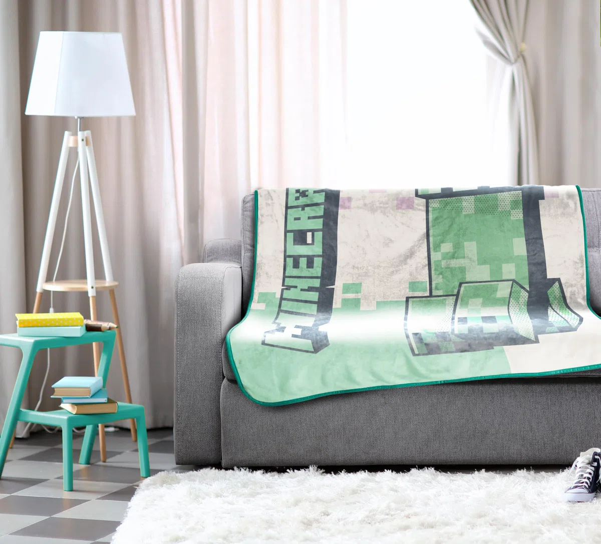 Jay Franco Minecraft Creeper - Manta mullida (130 x 150 cm), color rosa claro