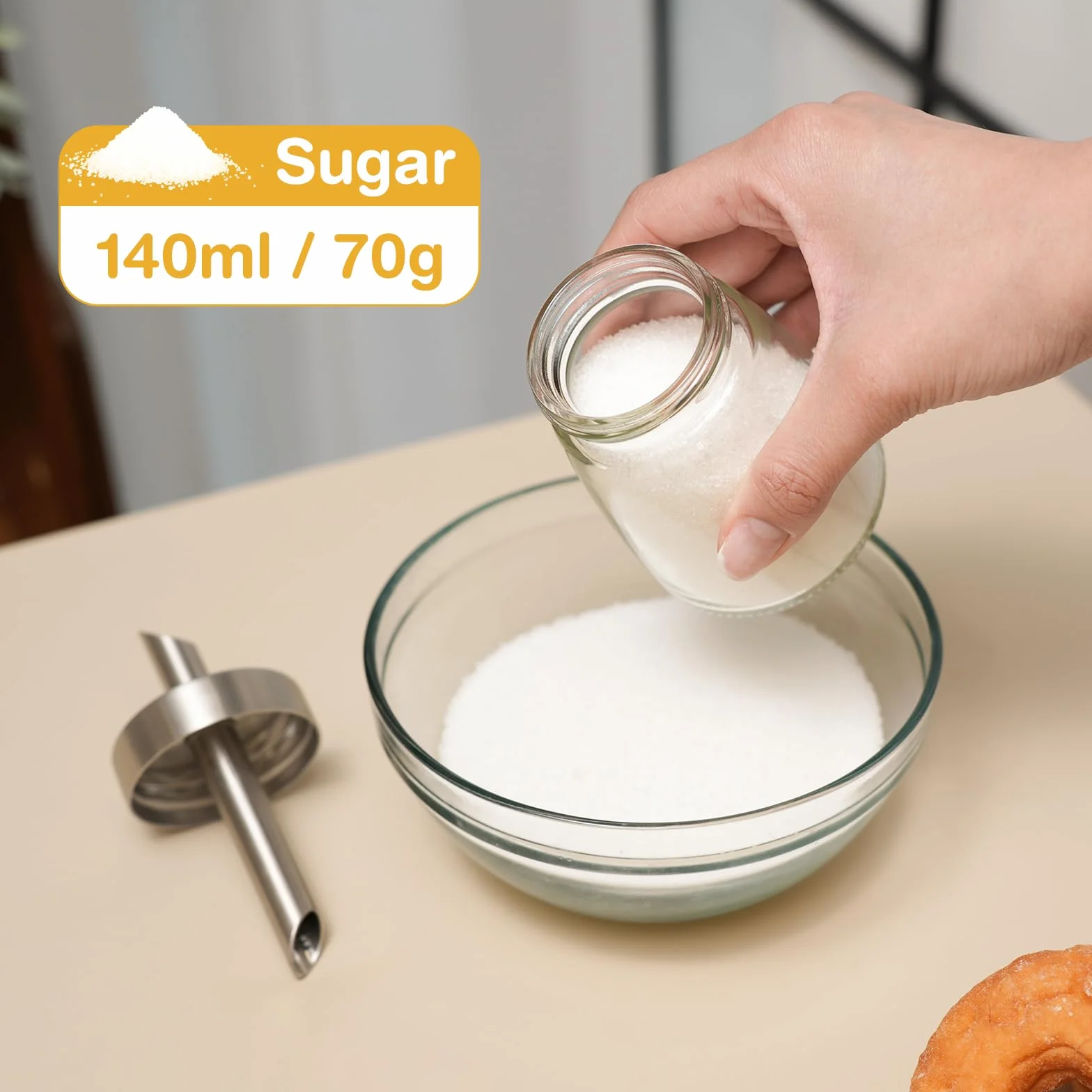 Vucchini Dosificador de Azúcar 140ml, Azucareros Tapa Caño de Vertido No Afilado, Botella de Vidrio Fácil de Verter, Recipiente de Cocina, Accesorios Decorativos Para Mostrador, Cafetería, Restaurante