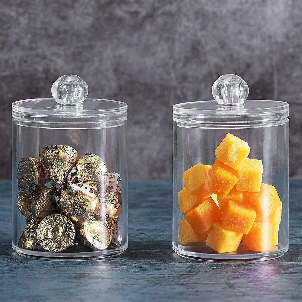 4 Piezas Soporte para Hisopos de Algodón, Soporte de Plástico para Hisopos de Algodón, Caja de Almacenamiento de Hisopos de Algodón Acrílico Transparente, para Cosméticos, Bolas de Algodón, Hisopos