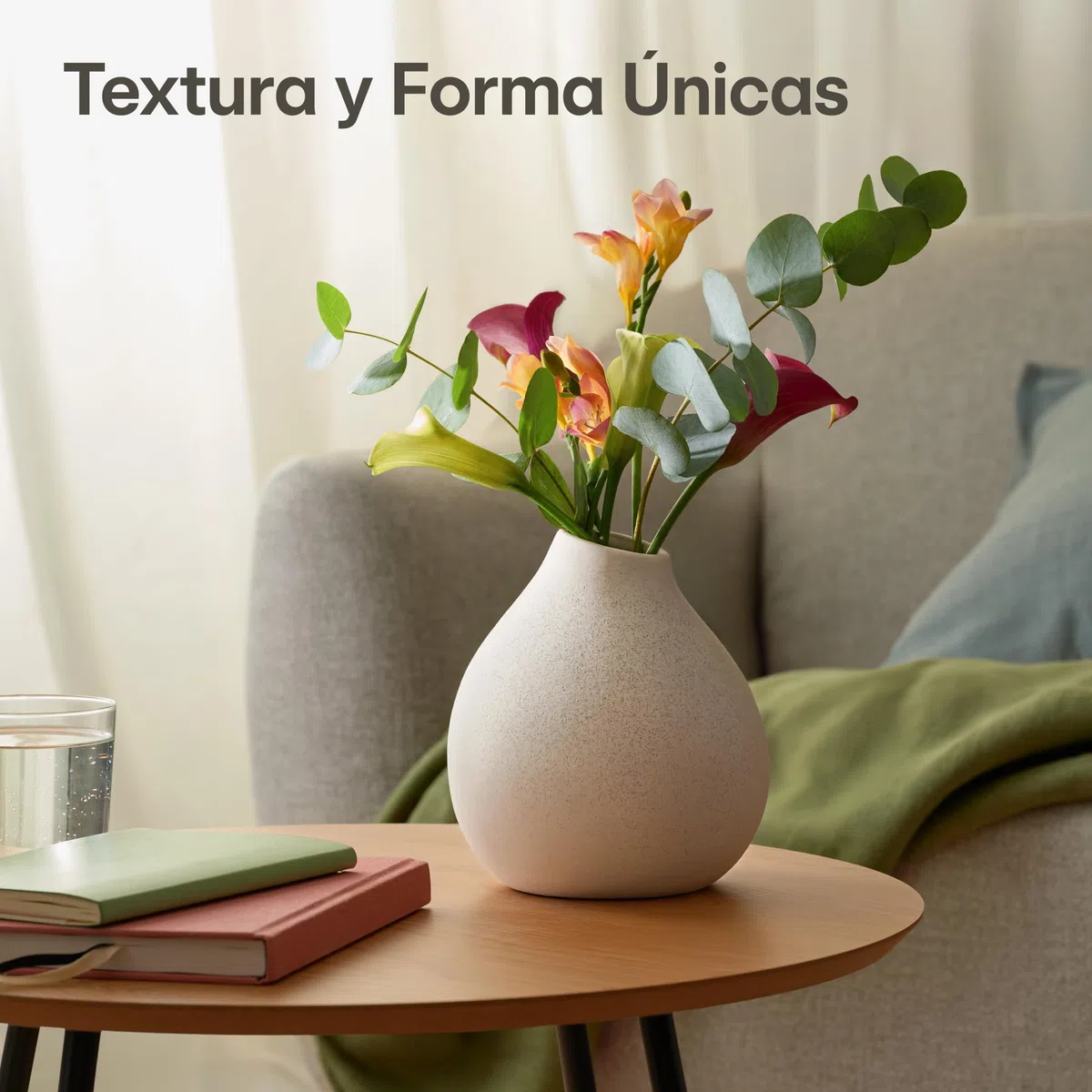 Praknu Jarrón de Cerámica Blanca - Jarrón Decorativos Modernos - Textura de Arena - Resistente al Agua - Estilo Decoración - Jarrones para Sala de Estar, Boda, Mesa de Cena