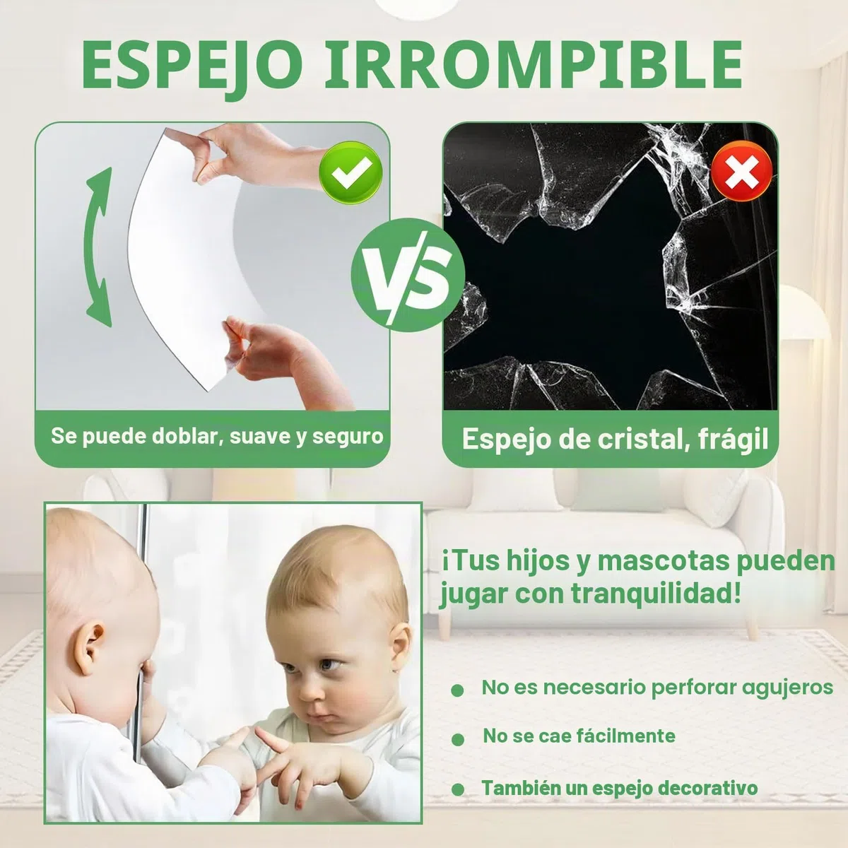 Espejos adhesivos para paredes de 12 x 12 pulgadas, 4 espejos acrílicos autoadhesivos, espejo de pared inastillable de alta transparencia, espejo de gimnasio grande para baño, entrenamiento