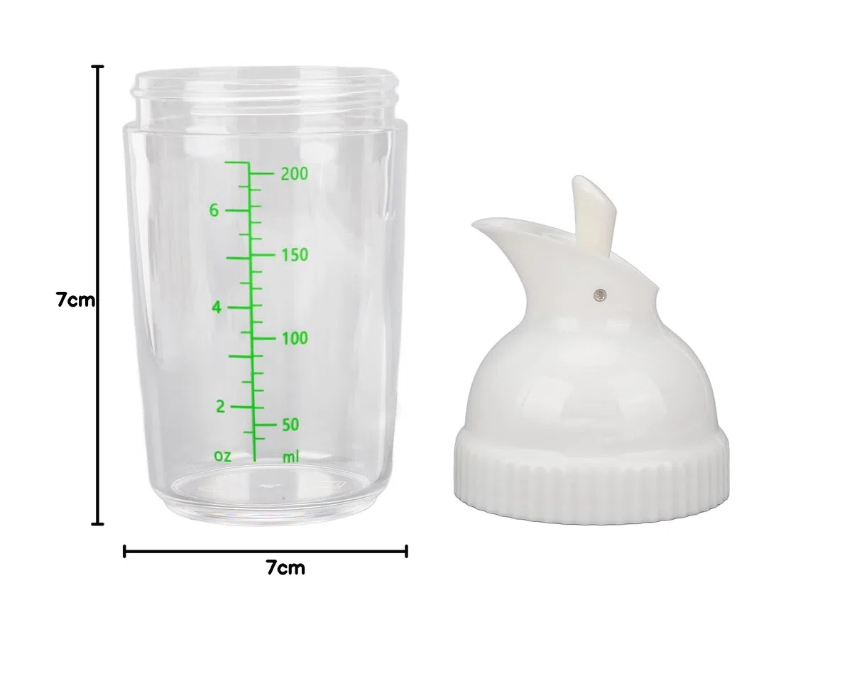 Coctelera para Aderezo para Ensaladas, Botella de Vidrio a Prueba de Fugas de 200 Ml con Tapa, para Mezclar y Vinagretas, Material ABS+PP, Verde (WHITE)