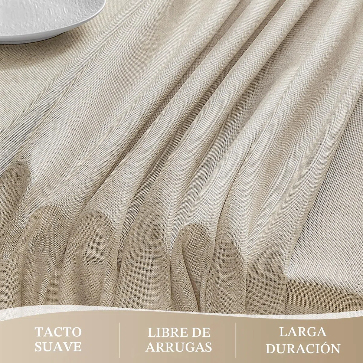Softalker Manteles Beige Antimanchas Redondo 160 cm de diámetro Mantel de Falso Lino Mantel Exterior Repelente al Agua Protege la Mesa para Comedor,Cocina,cumpleaños,Festivos,Picnic,Fiestas,1 Pieza