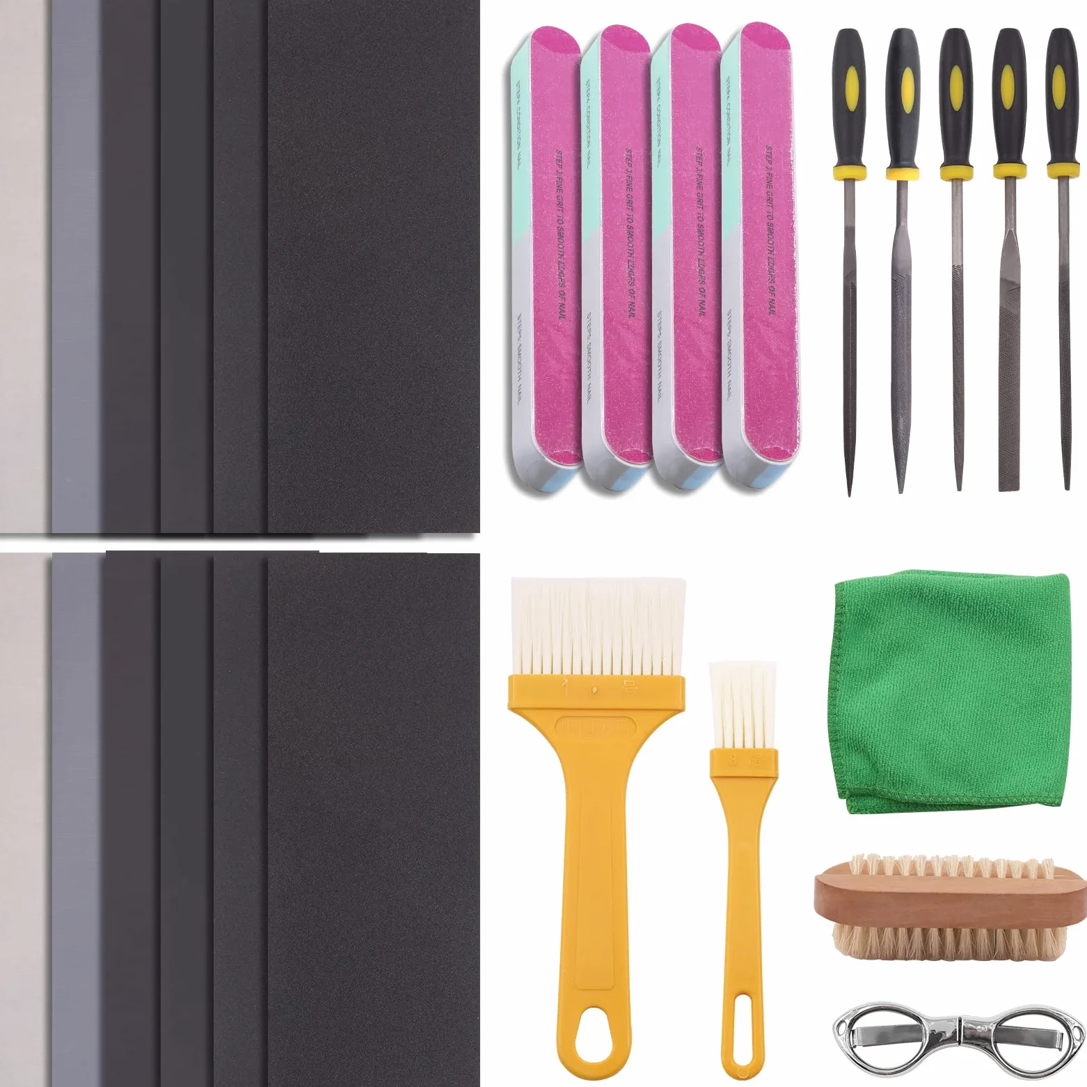 Kit de herramientas y suministros de fundición de resina para lijado y pulido, incluye papeles de arena, bloques de pulido, tijeras de paño de pulido para pulir resina epoxi joyería