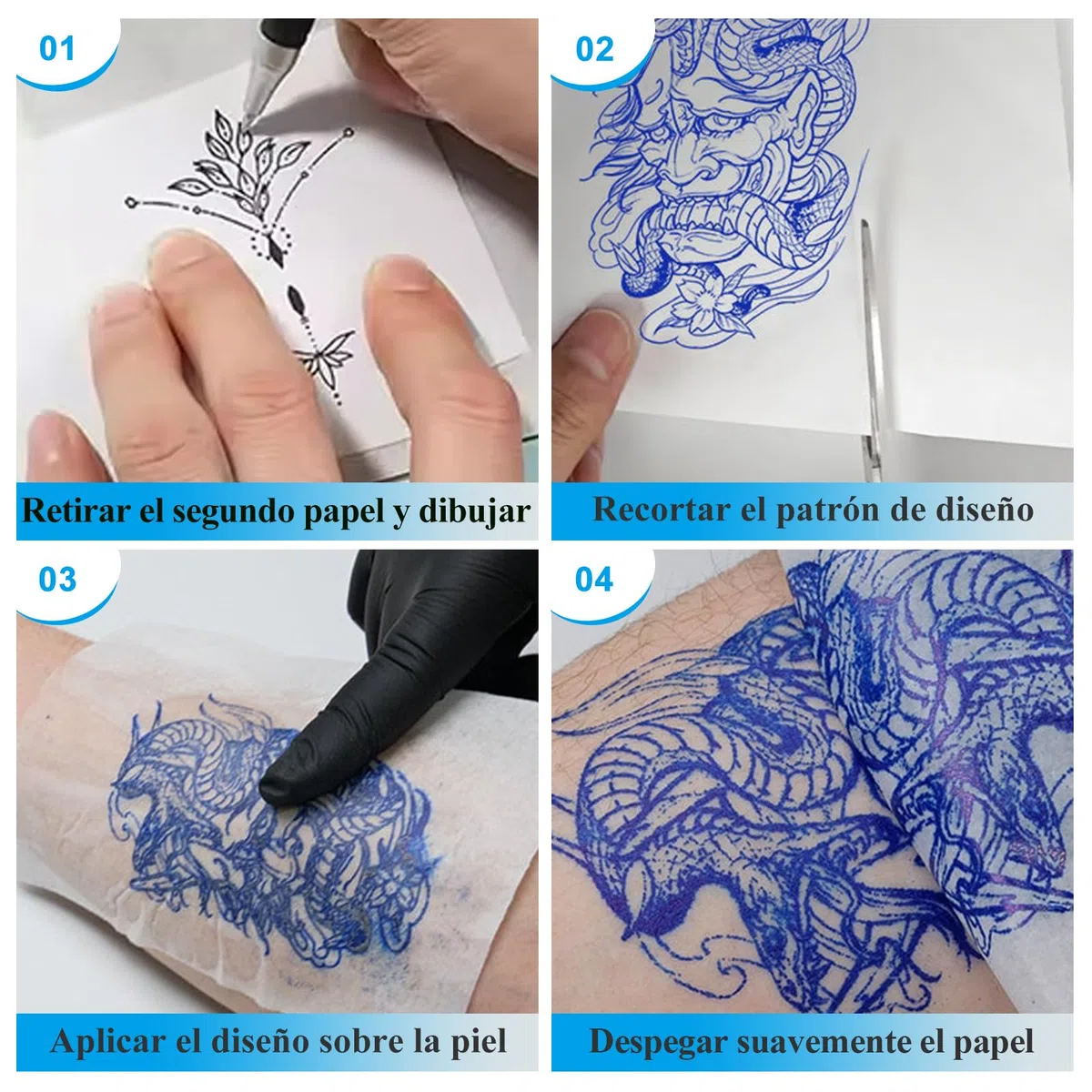 EMALLA 100 Hojas Stencil Tattoo Transfer Papel Transfer Tattoo A4 Papel Hectografico para Artistas y Principiantes