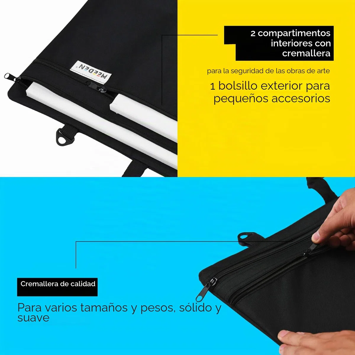 MEEDEN Bolsa Portafolio de Arte - A2/A3 Pintura Junta Almacenamiento Bolsa, Portafolio de Artista con Correa para el Hombro, Resistente al Clima Bolso para Dibujos y Bocetos 51 x 66 x 5 cm