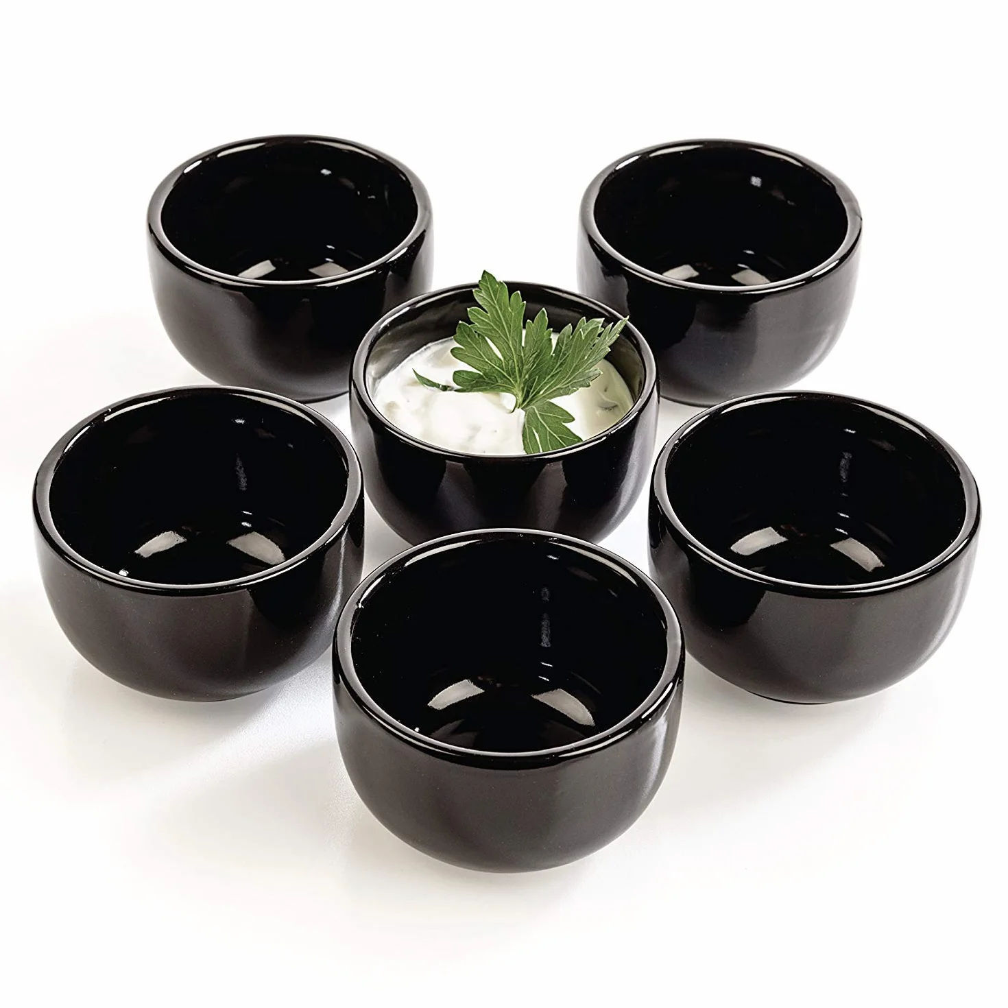 Urban Lifestyle cuencos para salsas set de 6 Kuro negro cuencos pequeños Ø 6 x 4 cm gres cuencos aperitivos cuencos sushi y cuencos para soja