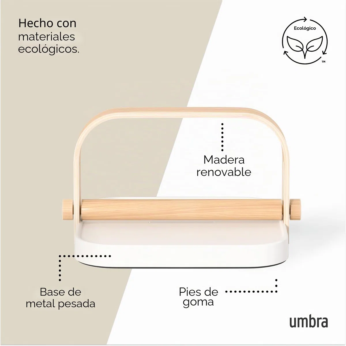 Umbra Servilletero Blanco/Natural Madera de fresno