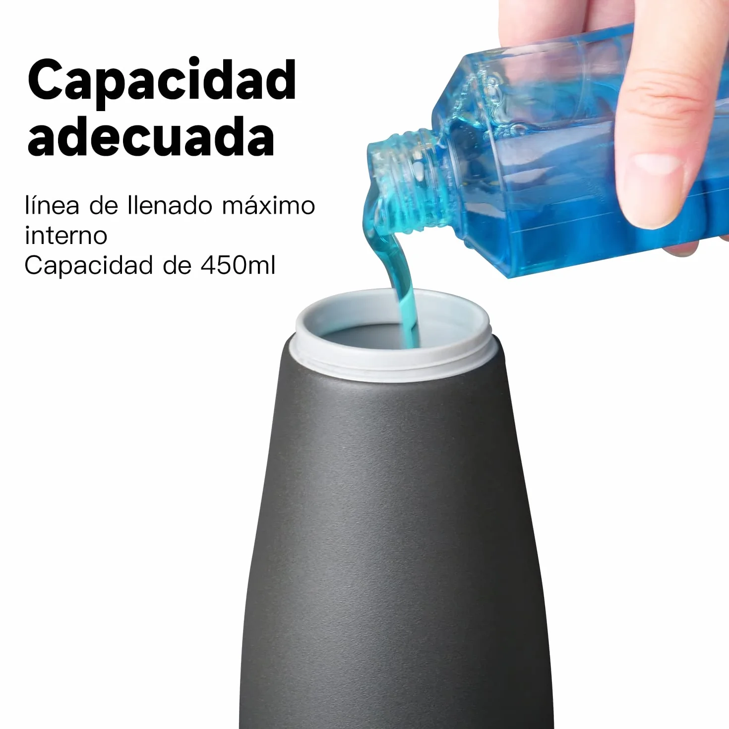 AIKE AK1062 Dispensador de jabón de Cocina de 450 ml, dispensador de jabón líquido de Acero Inoxidable, Herramientas de Cocina Negro Mate