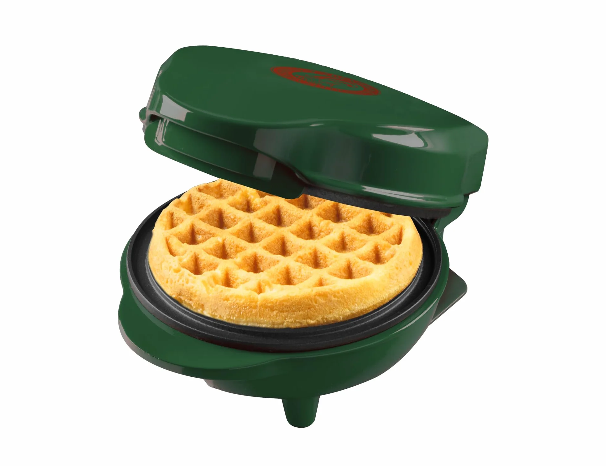 Bestron Mini Gofrera, Christmas Edition, Edición Limitada, Waffle Maker con revestimiento antiadherente, ideal para Navidad, fiestas o como regalo, tamaño del waffle: 10 cm, Color: verde mate