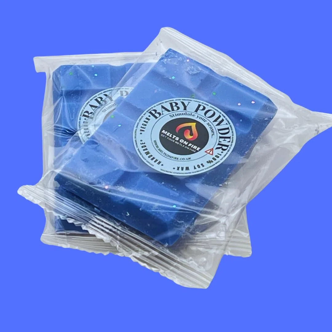 meltsonfire Cera para derretir – 4 barras a presión – (ángel, talco de bebé, J'Adore, hada de nieve) – cera de soja perfumada que se derrite vegana