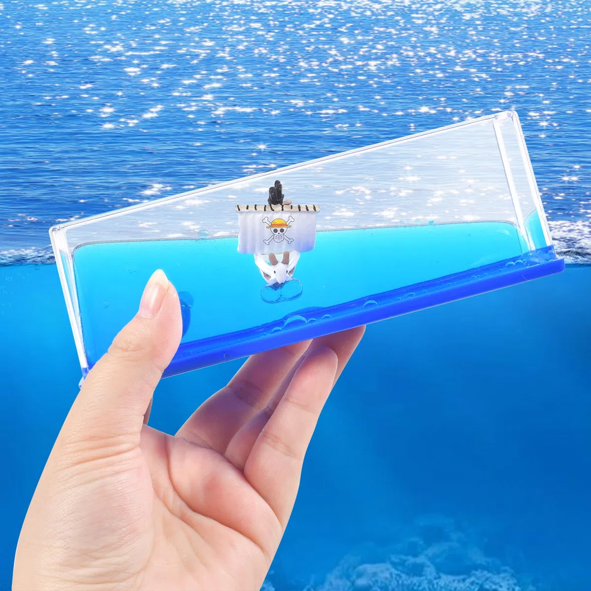 FGen Botella de Deriva de Fluidos de Crucero, Barco Insumergible en Una Caja de Acrílico, Modelo Decorativo para Oficina y Casa, Decoración Náutica