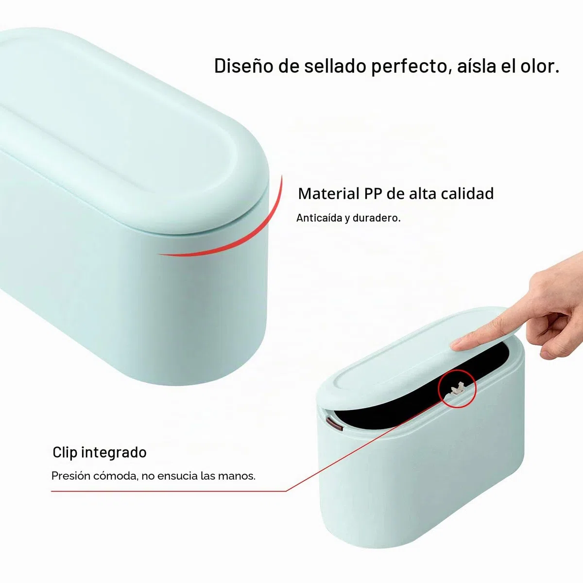 JEEZAO Cubo de Basura de Mesa con Tapa, Papelera de Escritorio Mini Bote de Reciclar, Maquillaje Lápiz Cubo,Reciclaje para Oficina, Baño,Hogar,Almacenamiento de Alimentos para Mascotas (Azul claro)