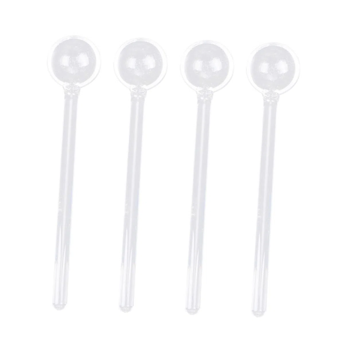 IMIKEYA Cucharas De Café y Azúcar Mango Largo Transparente De Vidrio 14 Cm Para Mezclar Bebidas y Postres, Pack 4 Unidades