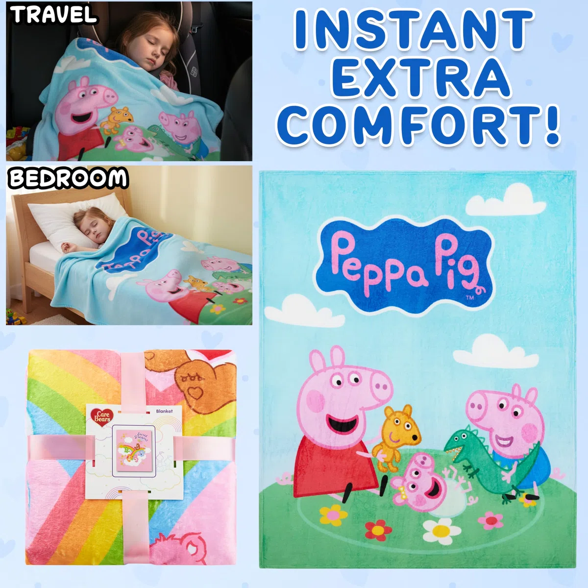 Get Trend Peppa Pig Manta Infantil para Cama Sofá Viaje, Decoracion Dormitorio, Mantas Suaves y Divertidas, Regalos Originales, 130x150cm (Multi Peppa Pig)