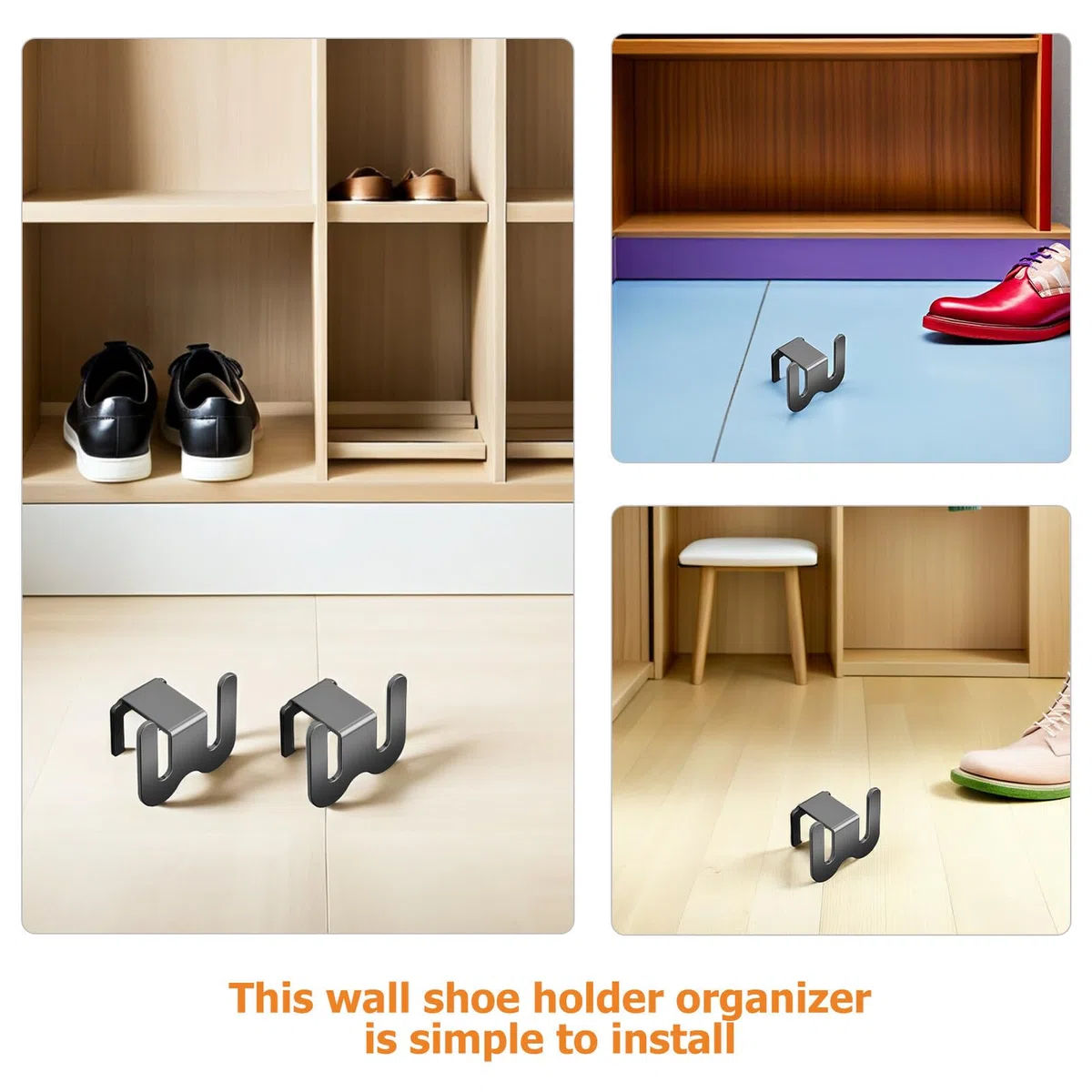 Mikikit Zapatero 3 Piezas de Pared Adhesivo de Aluminio para Colgar Zapatillas de Baño con Diseño Moderno y Minimalista para Entrada y Armarios