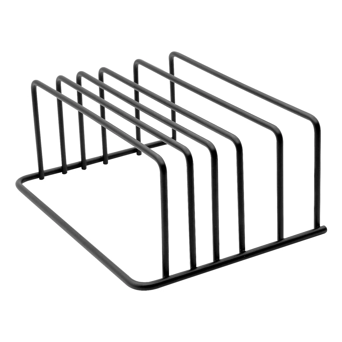 Soporte para tabla de cortar, color negro, soporte para tabla de cortar, soporte de acero con 5 ranuras, organizador para encimera de cocina, ahorra espacio en la cocina