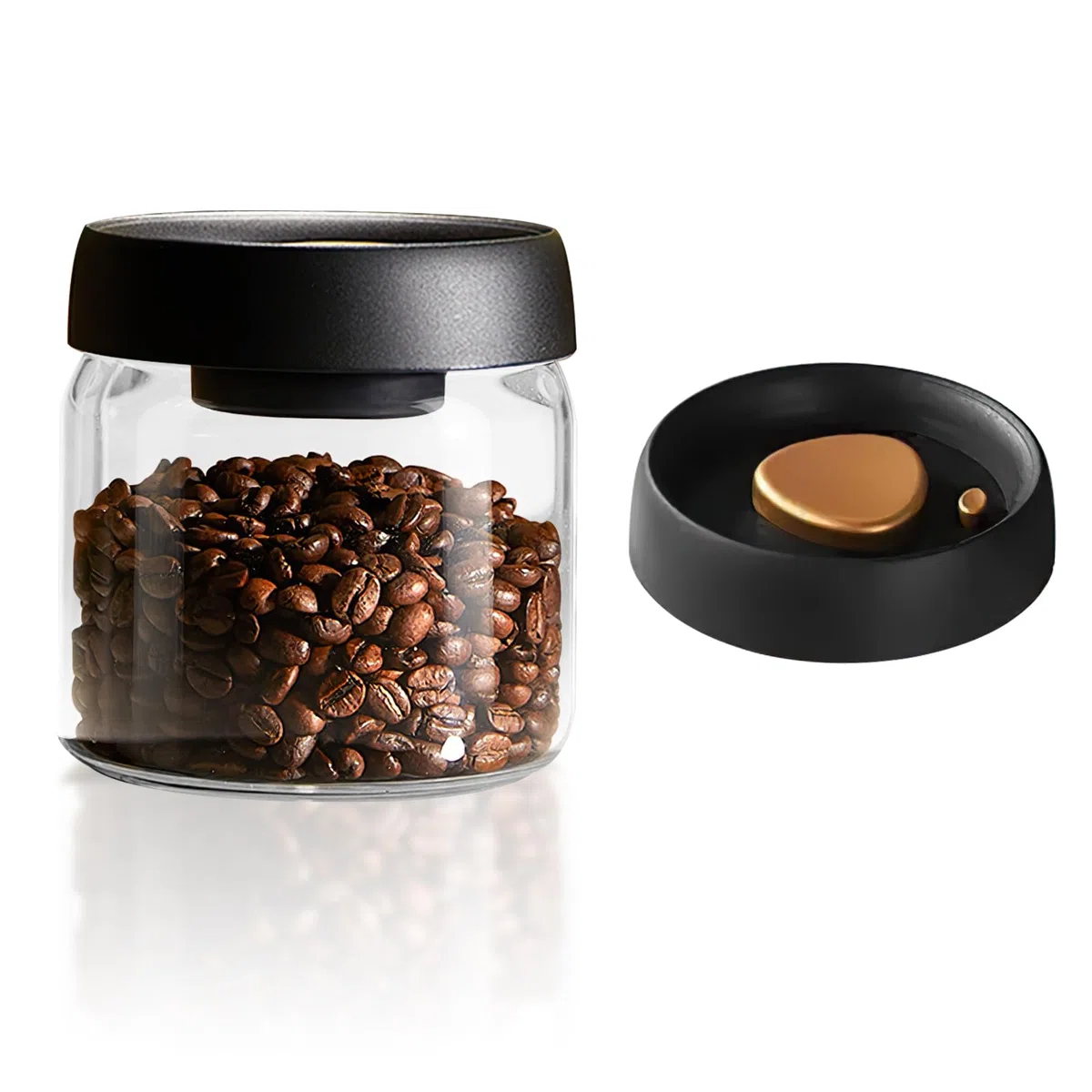 500ml Bote Café Hermético, Tarros de Granos de Café, Tarro de Vidrio de Almacenamiento, con Tapa de ABS, para Café, Especias, Azúcar, Galletas, Caramelos