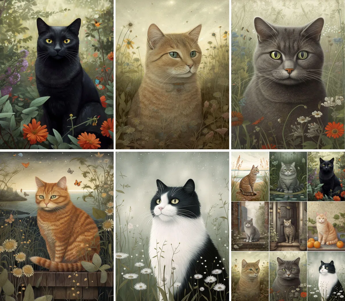Papel de arroz Gatos, 20 x 26,6cm (6pc) - 6 Diseños para Scrapbooking Tarjetas Manualidades, Decoupage by CRAFT KREATIVELY