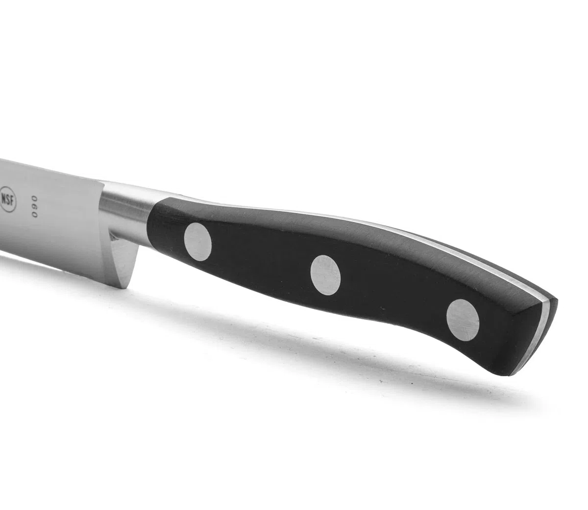 ARCOS Cuchillo carne 130 mm y 5 pulgadas con Hoja Acero Inoxidable 130 mm, Cuchillo cocina profesional cortar una variedad alimentos, Mango ergonómico polioximetileno POM, Serie Riviera, Color negro