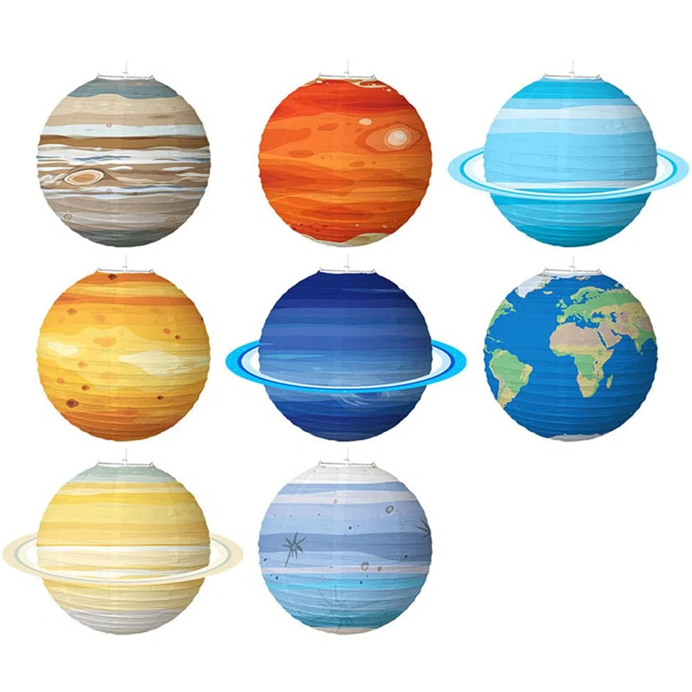 Linternas de papel espaciales, 8 unidades, linternas colgantes de planetas fuera de este mundo, linternas espaciales, faroles del sistema solar, planeta tierra, para el espacio exterior,