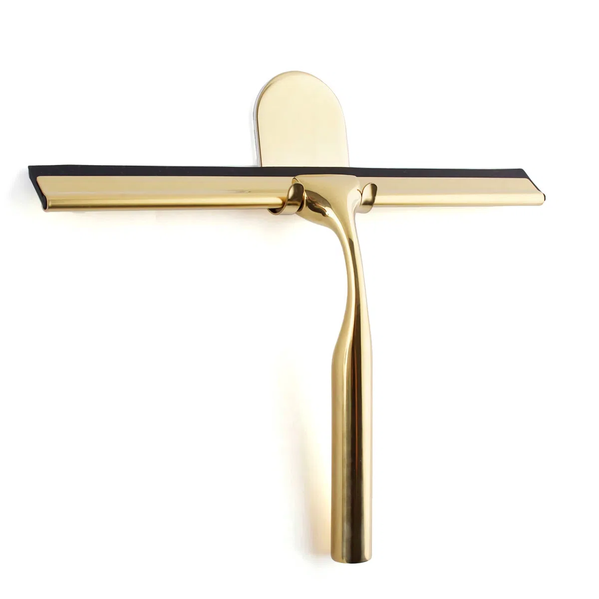Rasqueta limpiacristales de Acero Inoxidable Dorado, Extractor de Cristal Ancho para Ducha [9,8''], Silicona de Calidad, con Soporte sin Taladrar, para Ducha, Baño