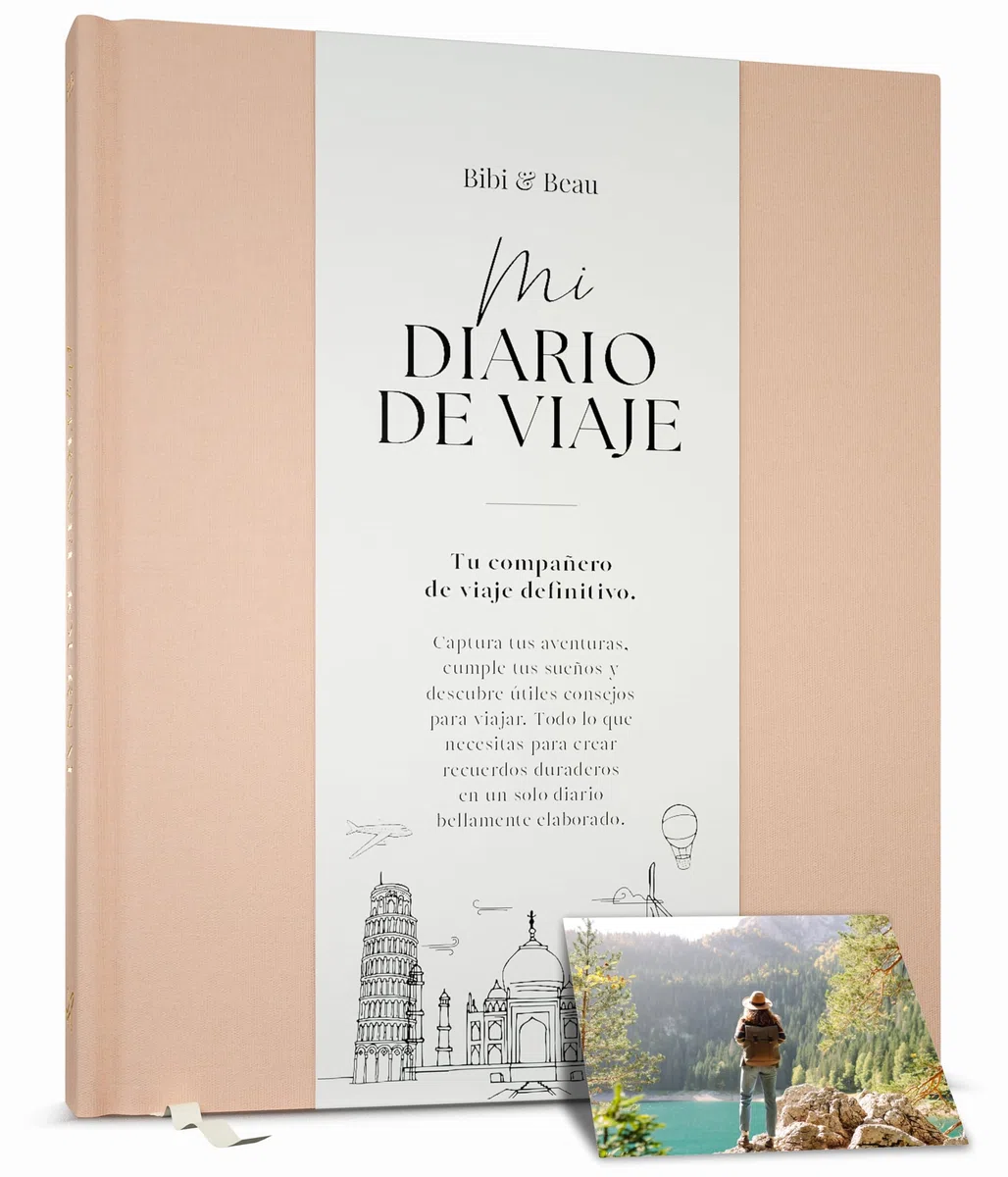 Diario de Viaje & Cuaderno de Aventuras – Scrapbook para Hasta 16 Viajes (Crema)