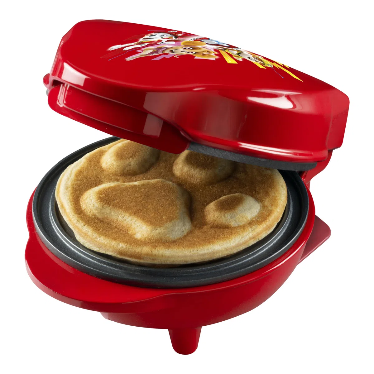 Bestron Paw Patrol Gofrera, mini gofrera con diseño único de la Paw Patrol, para fiestas de cumpleaños infantiles, Pascua y Navidad, tamaño de los gofres: Ø 10cm, producto con licencia oficial, Rojo