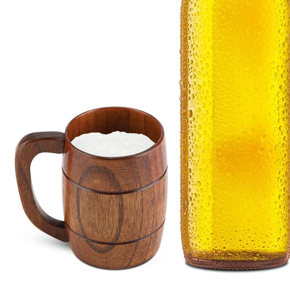 Taza Cerveza Madera, Taza de Café de Madera, Taza de Cerveza de Madera Natural, Jarra de Cerveza Hecha a Mano de Madera Natural para Hombre, para Beber Vino Tinto Café Té Leche, Ideas para Regalos