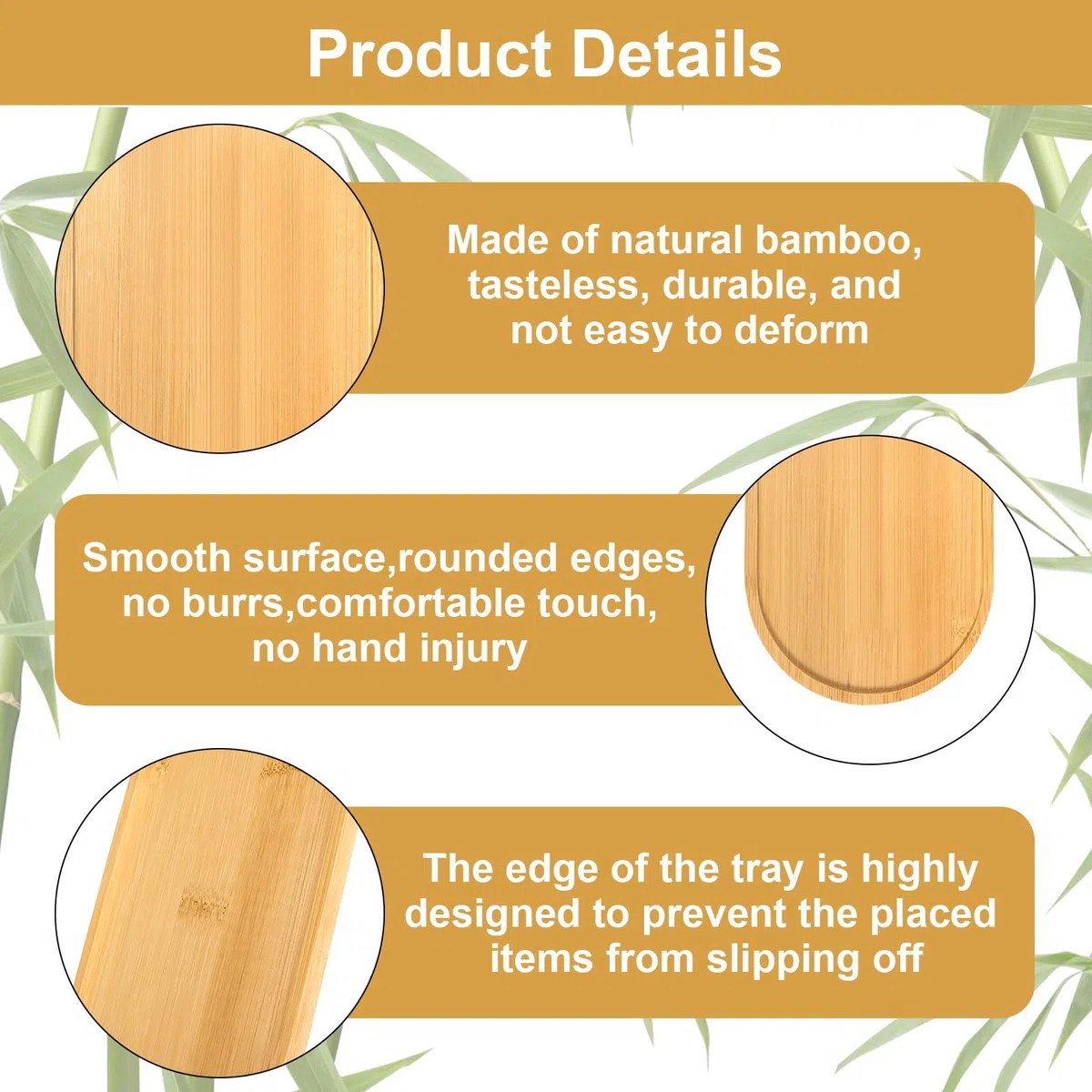 Bandeja de madera, 8 unidades, bandeja pequeña de bambú, bandeja de bambú Ellipse, bandeja de madera, pequeña tabla para servir, posavasos para posavasos de té, café y pasteles