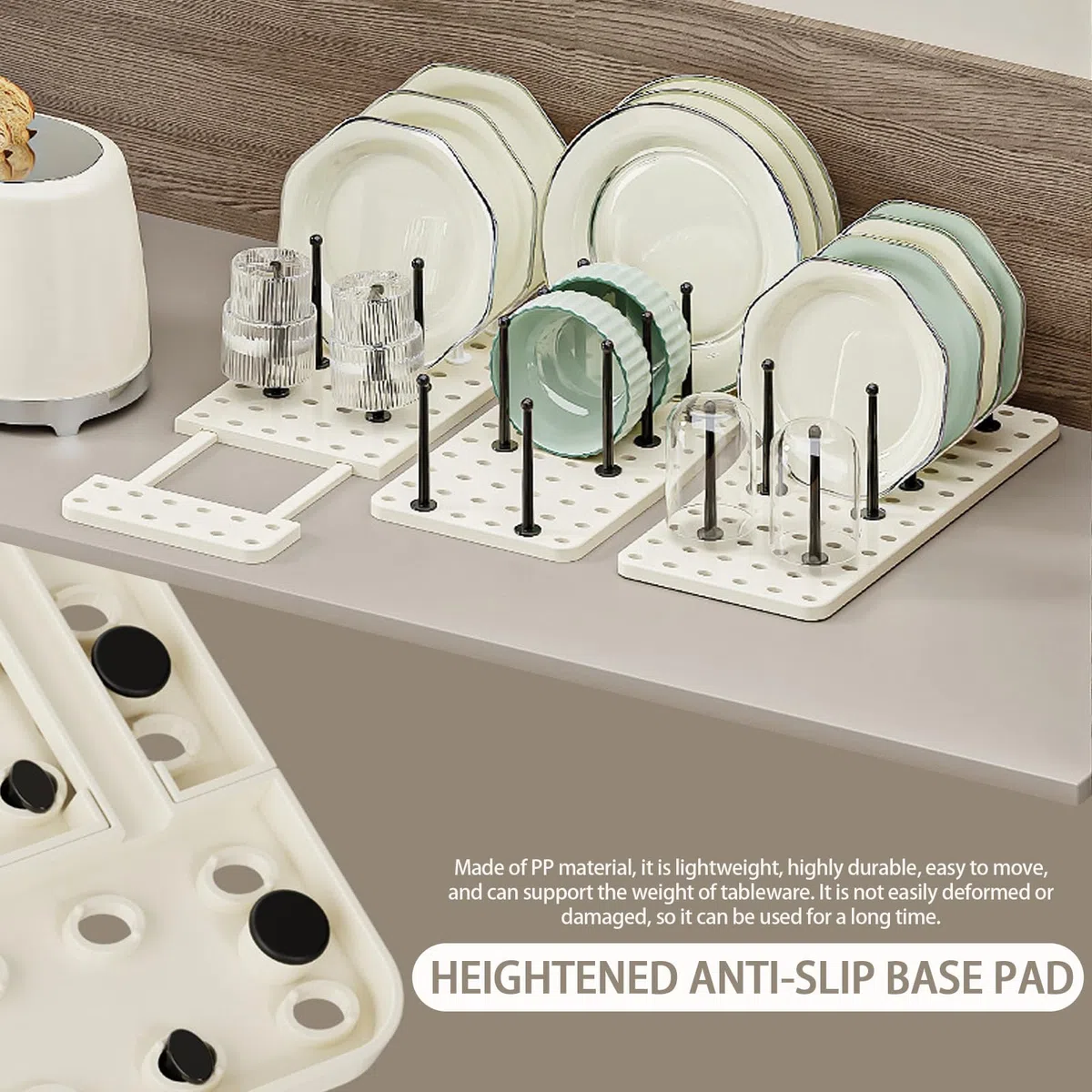 Organizador de Cajones de Cocina, Pack de 2 - Organizador de Sartenes y Ollas para Cajón, Organizador Ajustable para Ollas, Sartenes, Tapas y Contenedores - Ahorra Espacio