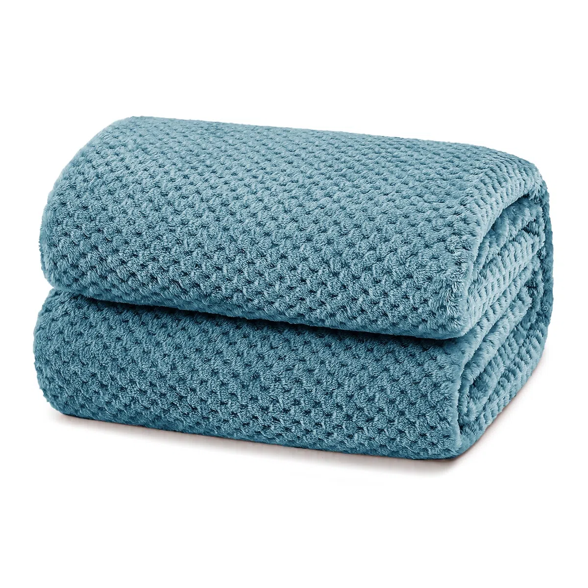 Manta Waffle de Polar, Manta de Franela para Sofa y Cama, Suave, Cálida y Ligera para Todo el Año, 150 x 200 cm, Azul Pizarra
