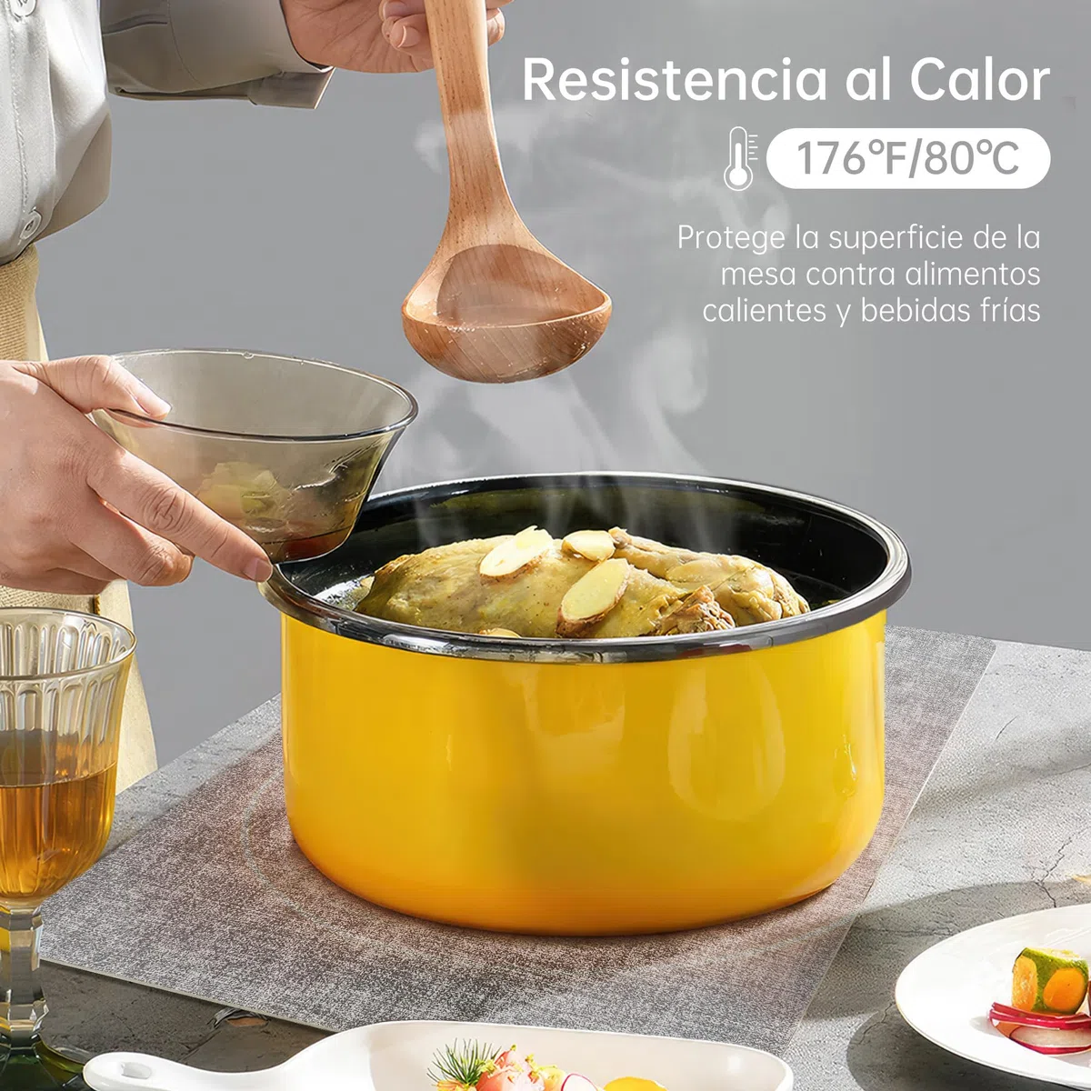 KitchenBoss Manteles Individuales Lavables: Juego de 6 Manteles Individuales Plastico y Posavasos | Doble Cara, Antideslizante, Resistentes al Calor | Salvamanteles Individuales Impermeables