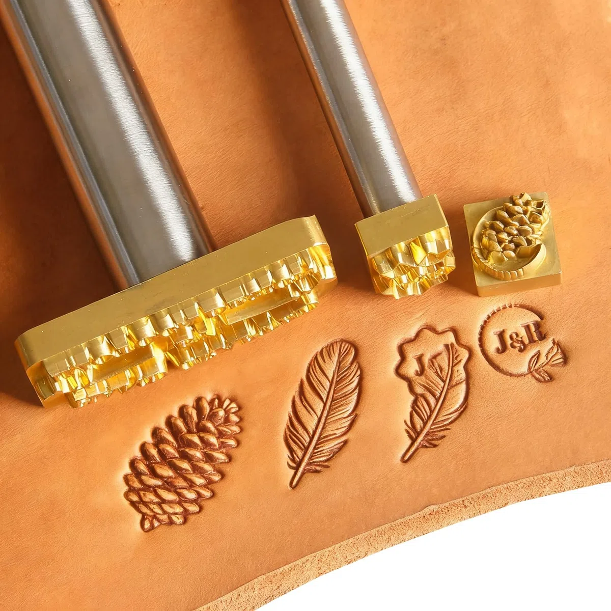 Sello de cuero personalizado de latón personalizado en relieve de cuero, regalo para artesanos de cuero, papá, marido (dorado)