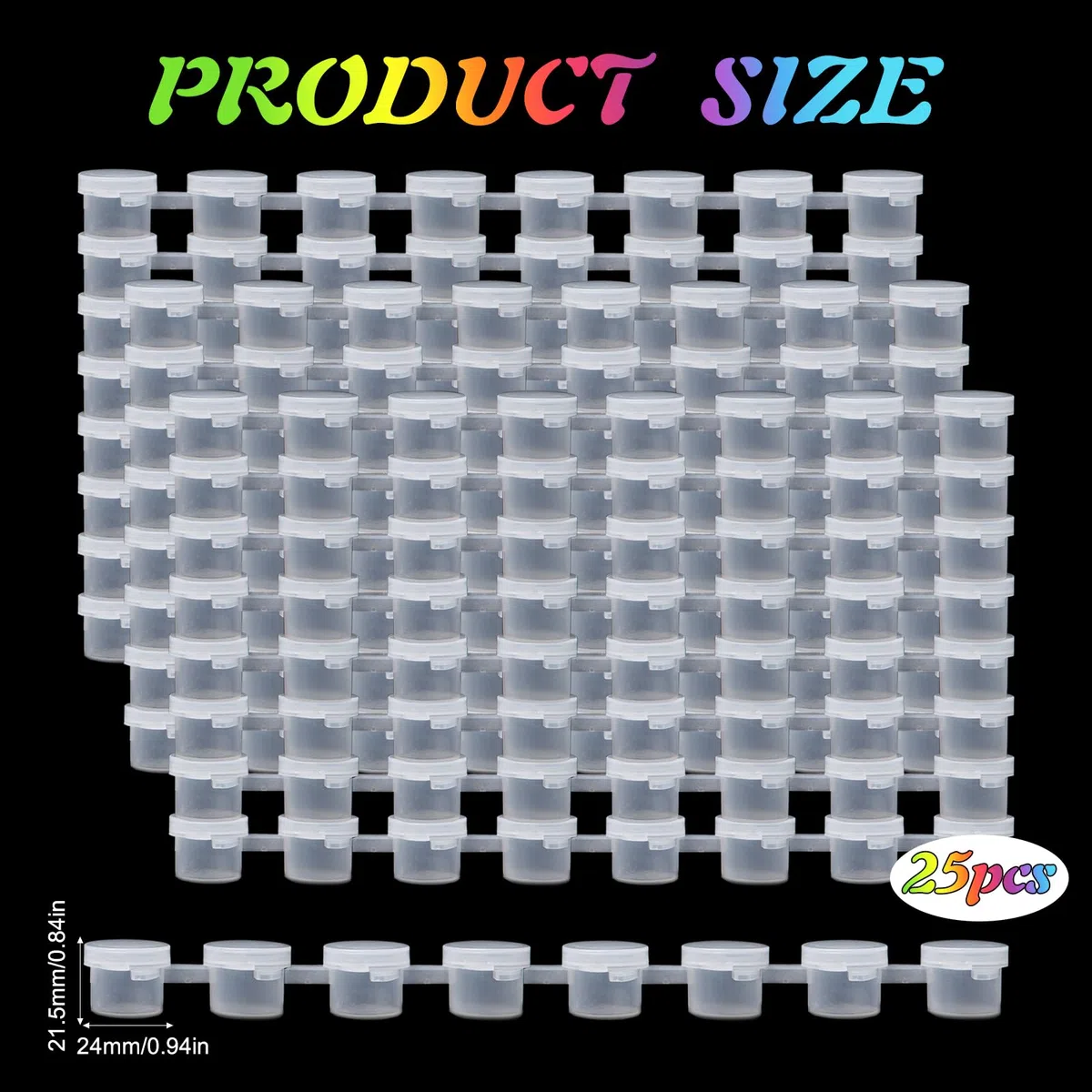 200 Botes de Pintura Vacíos 5ml 25 Tiras Almacenamiento Pintura de Plástico Mini Recipientes de Pintura Vacio con Tapa para Aulas Escuelas Pintura y DIY Manualidades