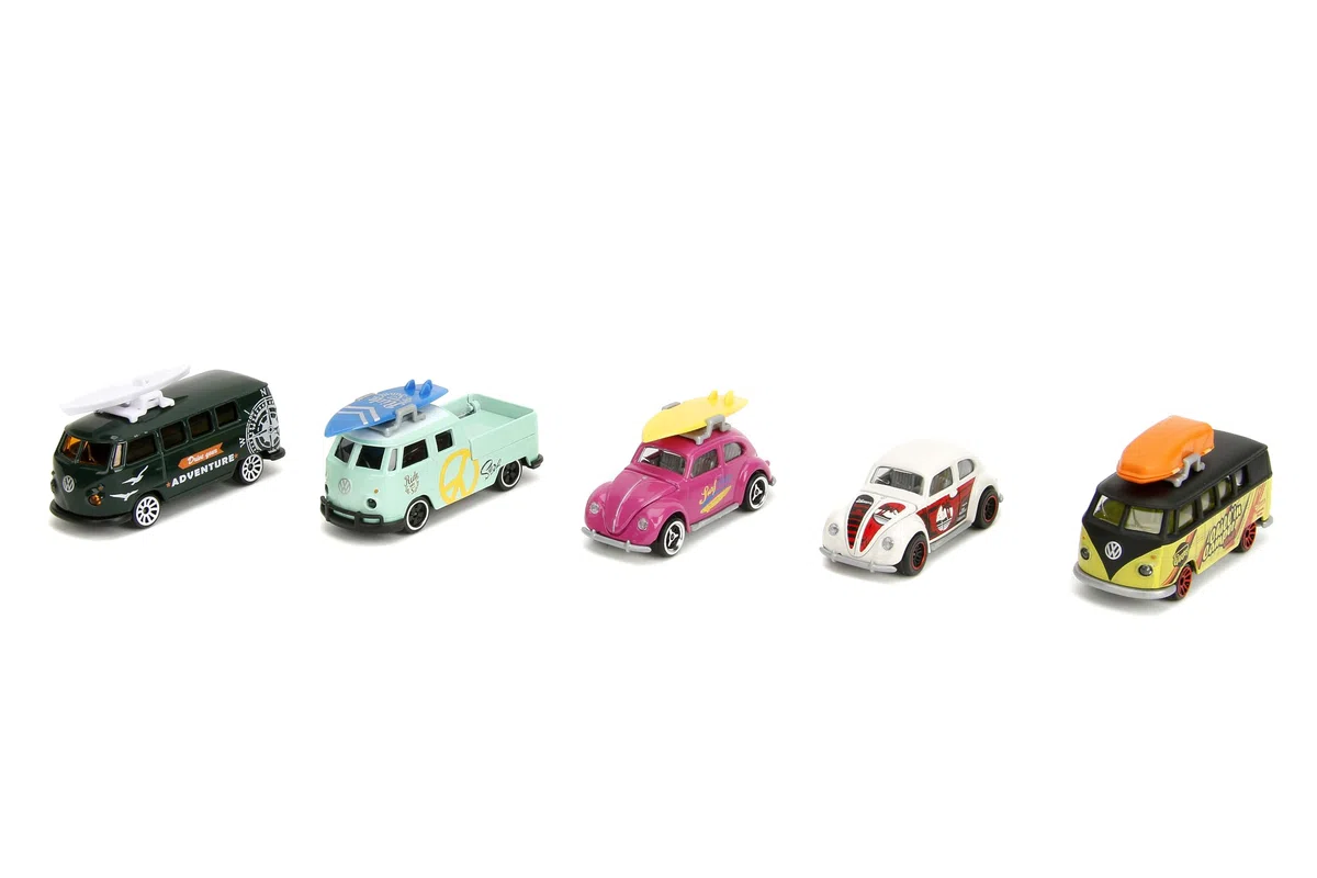 Majorette – Coches Premium Volkswagen The Originals con Partes en Metal, Escala 1:64, Con Licencia Oficial VW, Recibirás un set de 5 Vehículos VW (212055008)