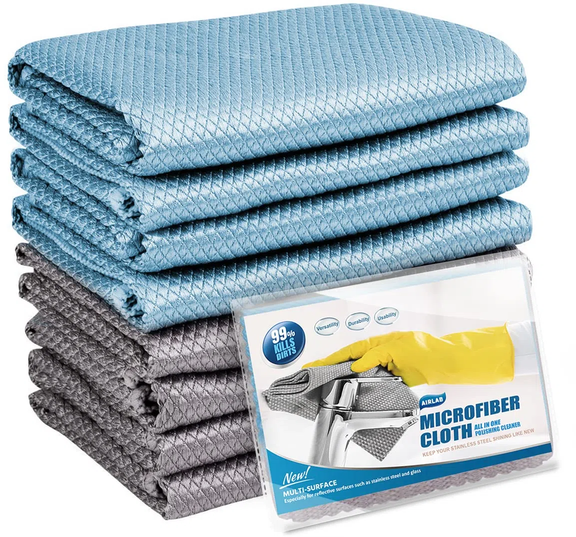 Airlab 8X Nano Paños de Limpieza Magico, Bayetas de Microfibras para Cristales sin Rayas, Trapo Balletas para Cocina Coches Automóviles Ventanas Vidrios Espejos Grifos Baño, 40 x 30 cm