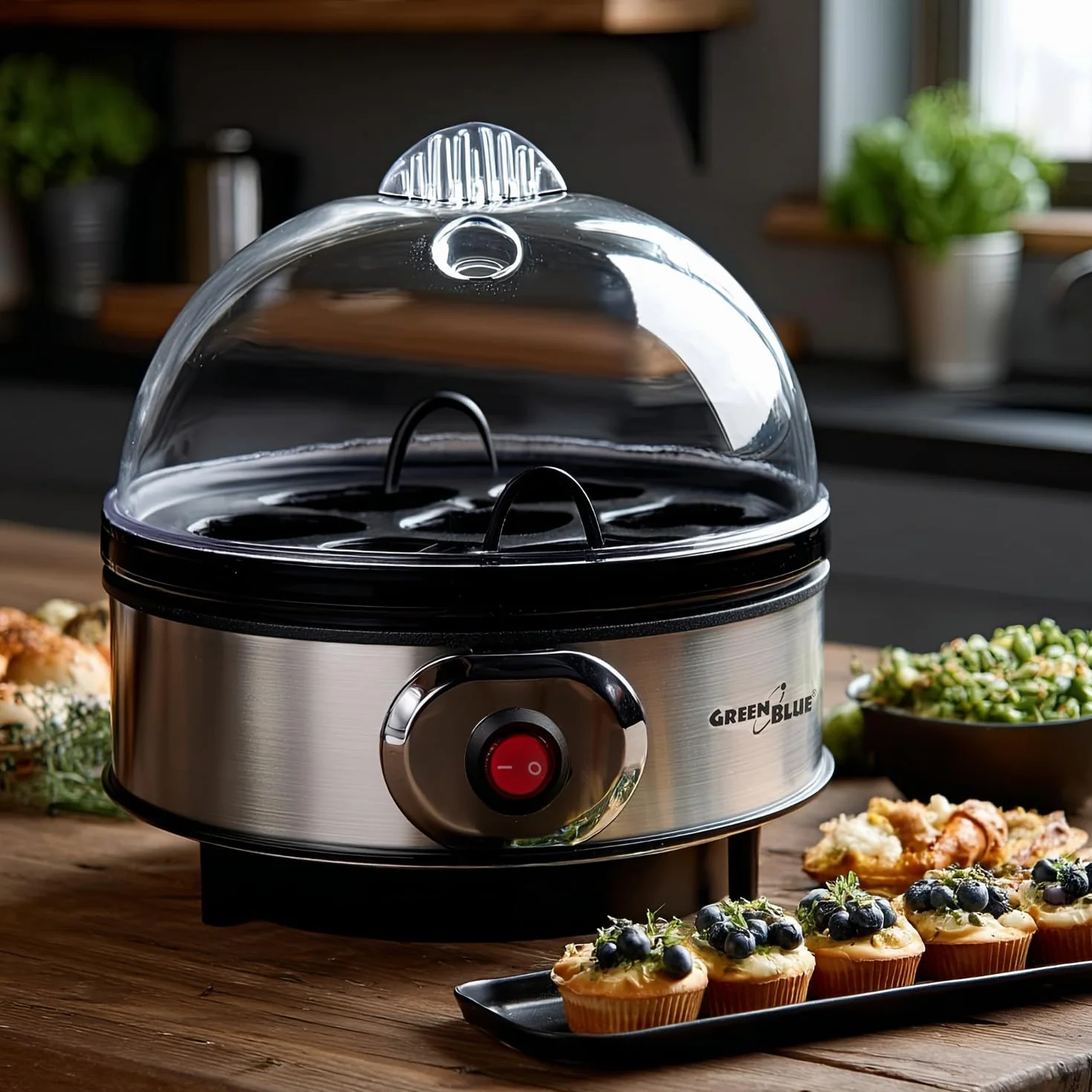 GreenBlue GB572 Cocedor de Huevos Automático, Potencia 400W, hasta 7 Huevos, Vaso Medidor, 220-240V~, 50 Hz