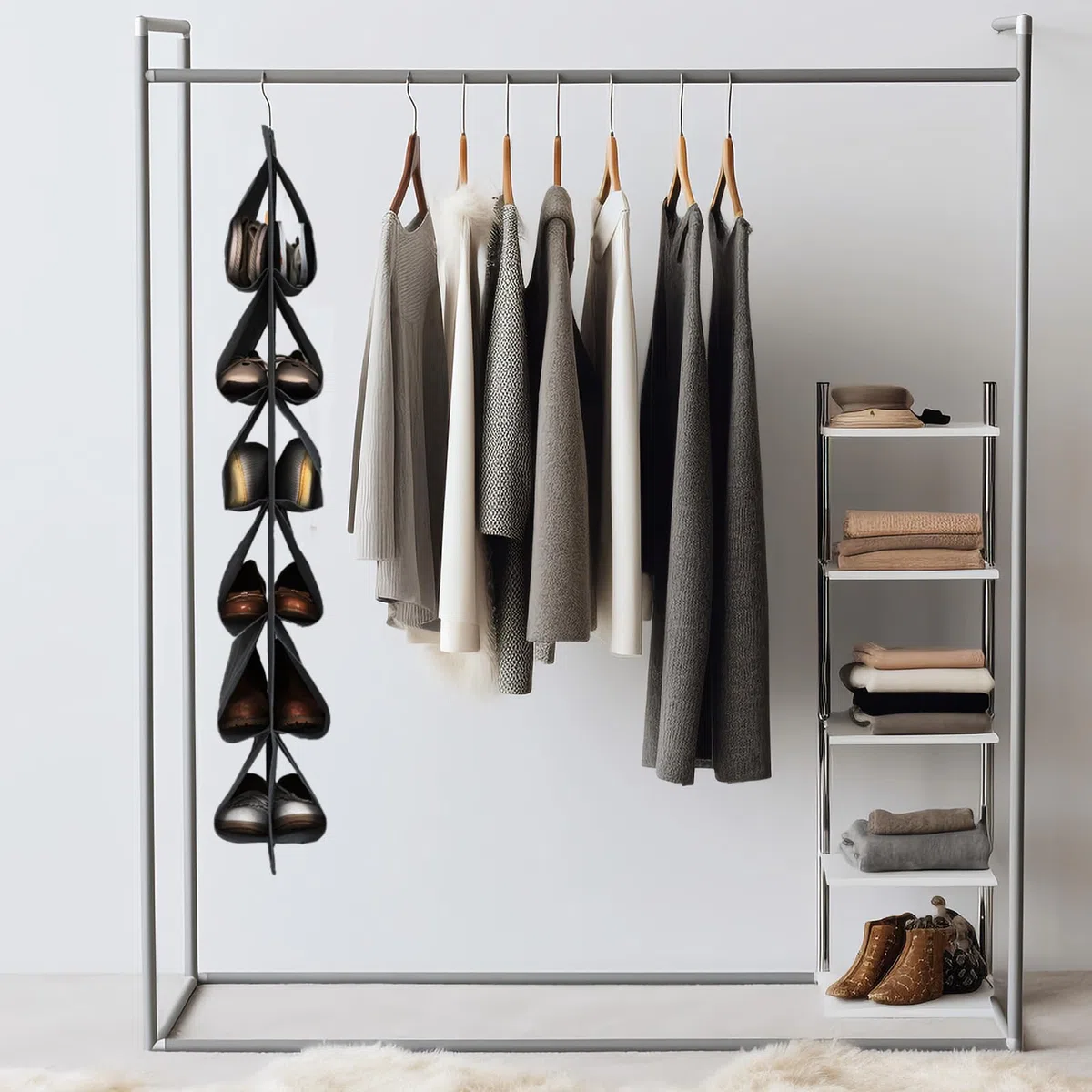 Organizador para Zapatos para Colgar, con 24 Bolsillos Profundos, Zapatero Ahorra Espacio, 2 con Gancho, Organizador para Colgar en la Puerta para Acampar, Armario, Dormitorio y Autocaravana