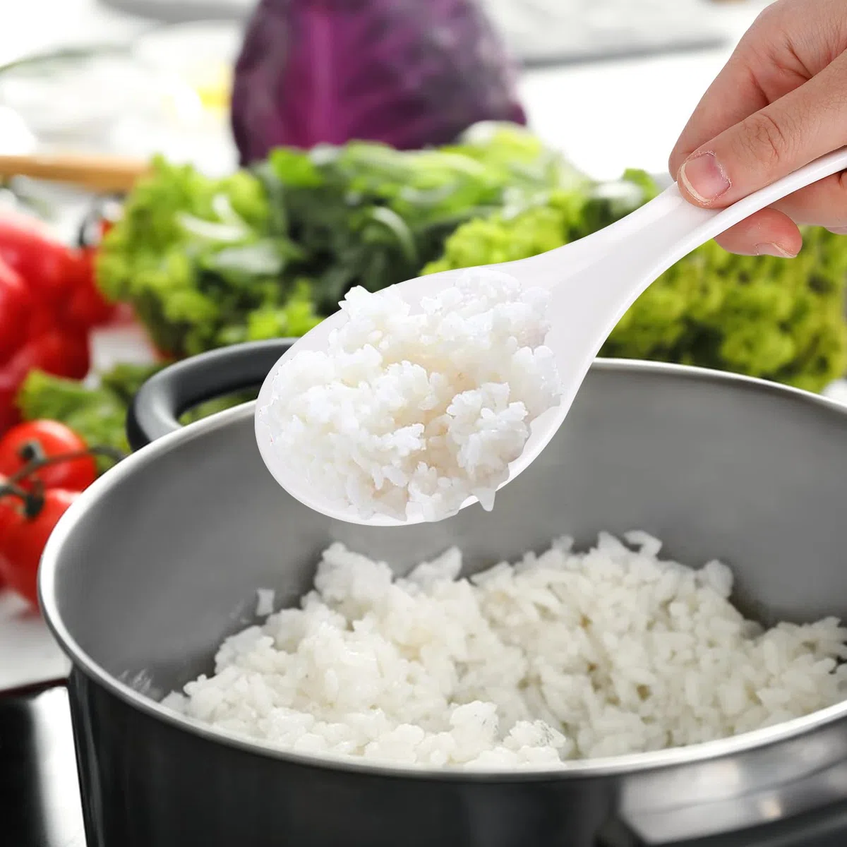 2 cucharas de arroz antiadherentes blancas para arroz, cuchara para cocinar arroz, espátula de 7.87 pulgadas