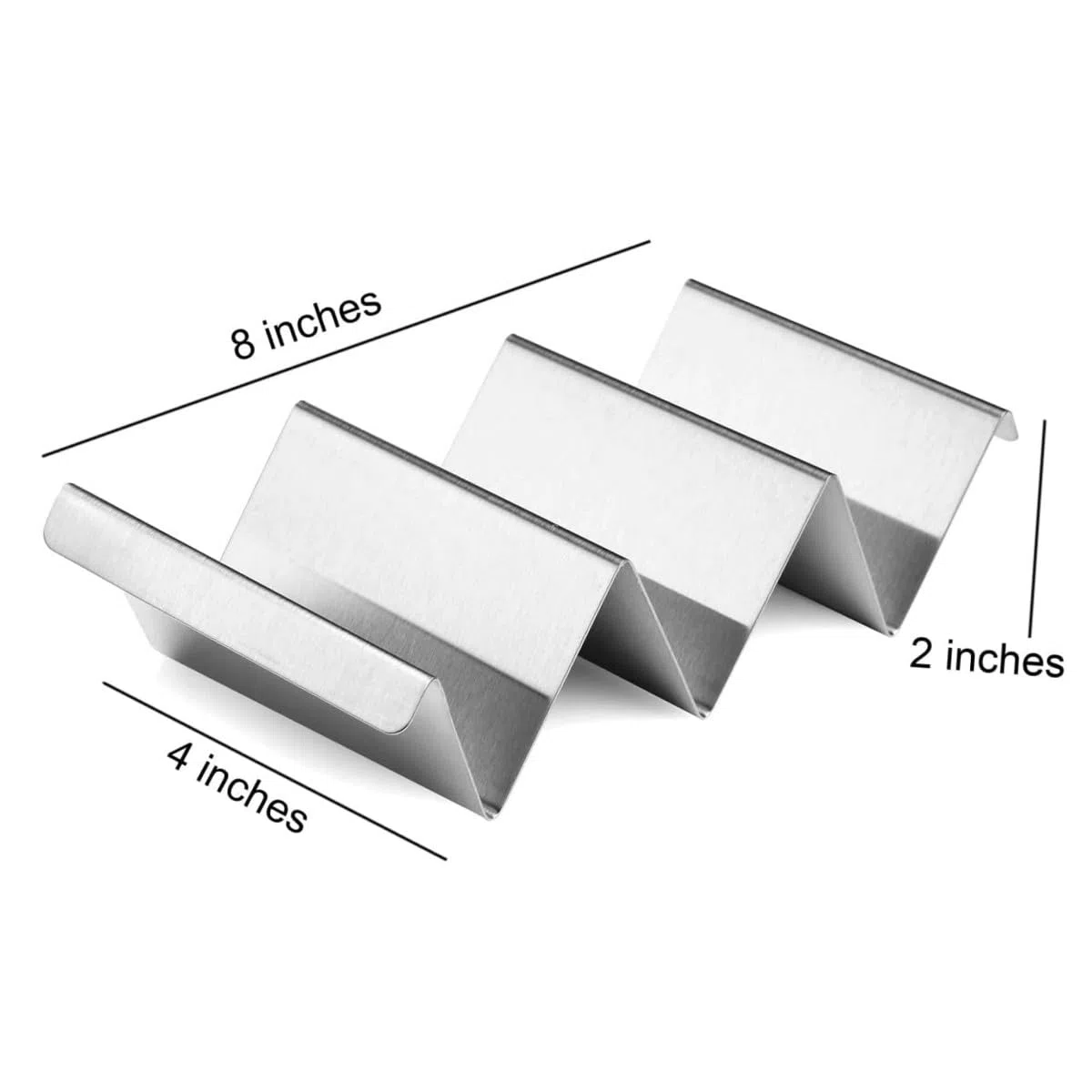 Soporte de Taco de Acero Inoxidable, 2 Piezas Bandejas para Tacos Mexicanos Soportes para Tacos con Asas Incorporadas para Sujetar Tacos, Bocadillos, Perritos Calientes y Tortitas