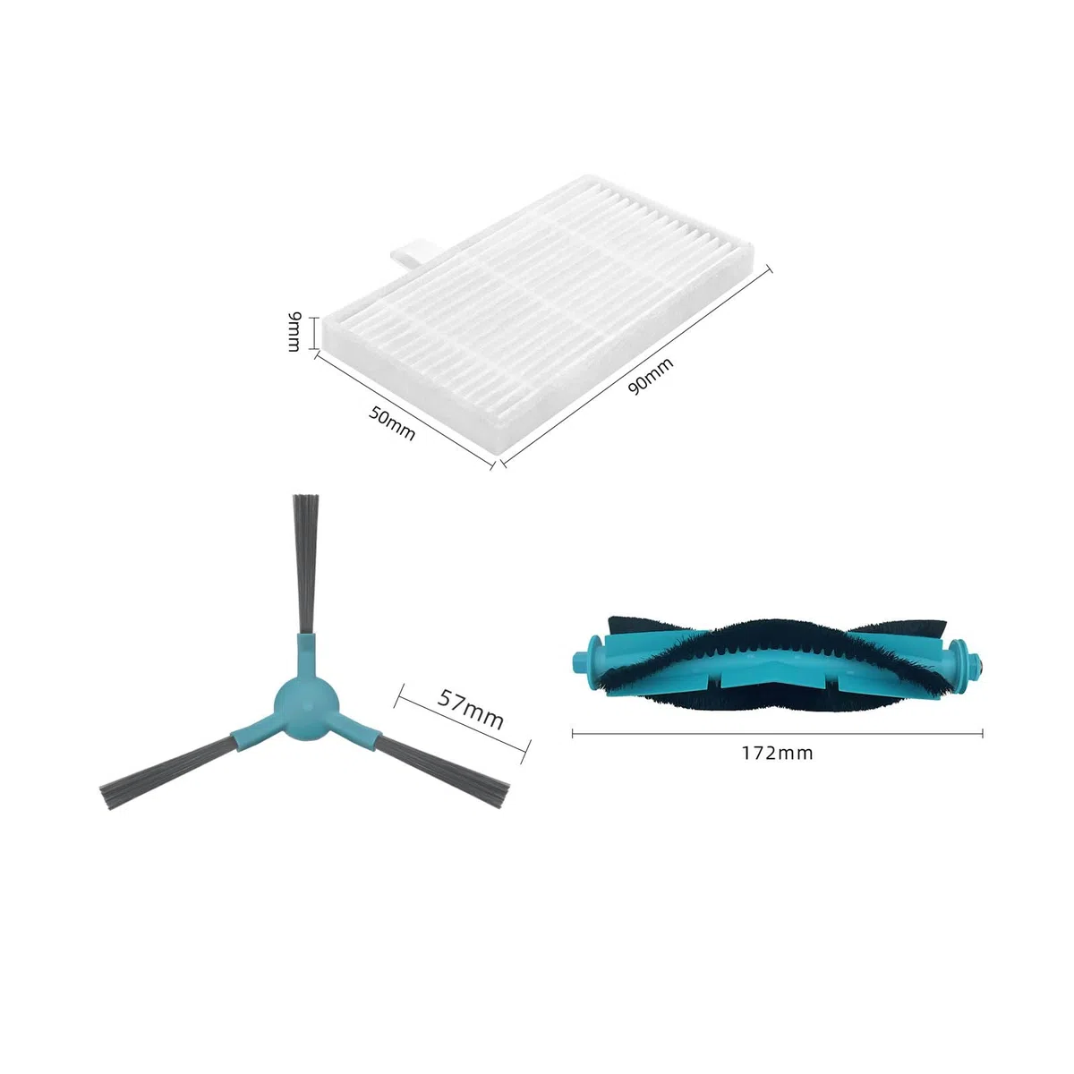 Kit de Accesorios de Recambio para Conga 2499 Ultra Home Advanced Conga 2499 Ultra X-Treme Robot Aspirador 11 Paquetes 1 Cepillo Principal, 4 Filtros, 6 Cepillos Laterales