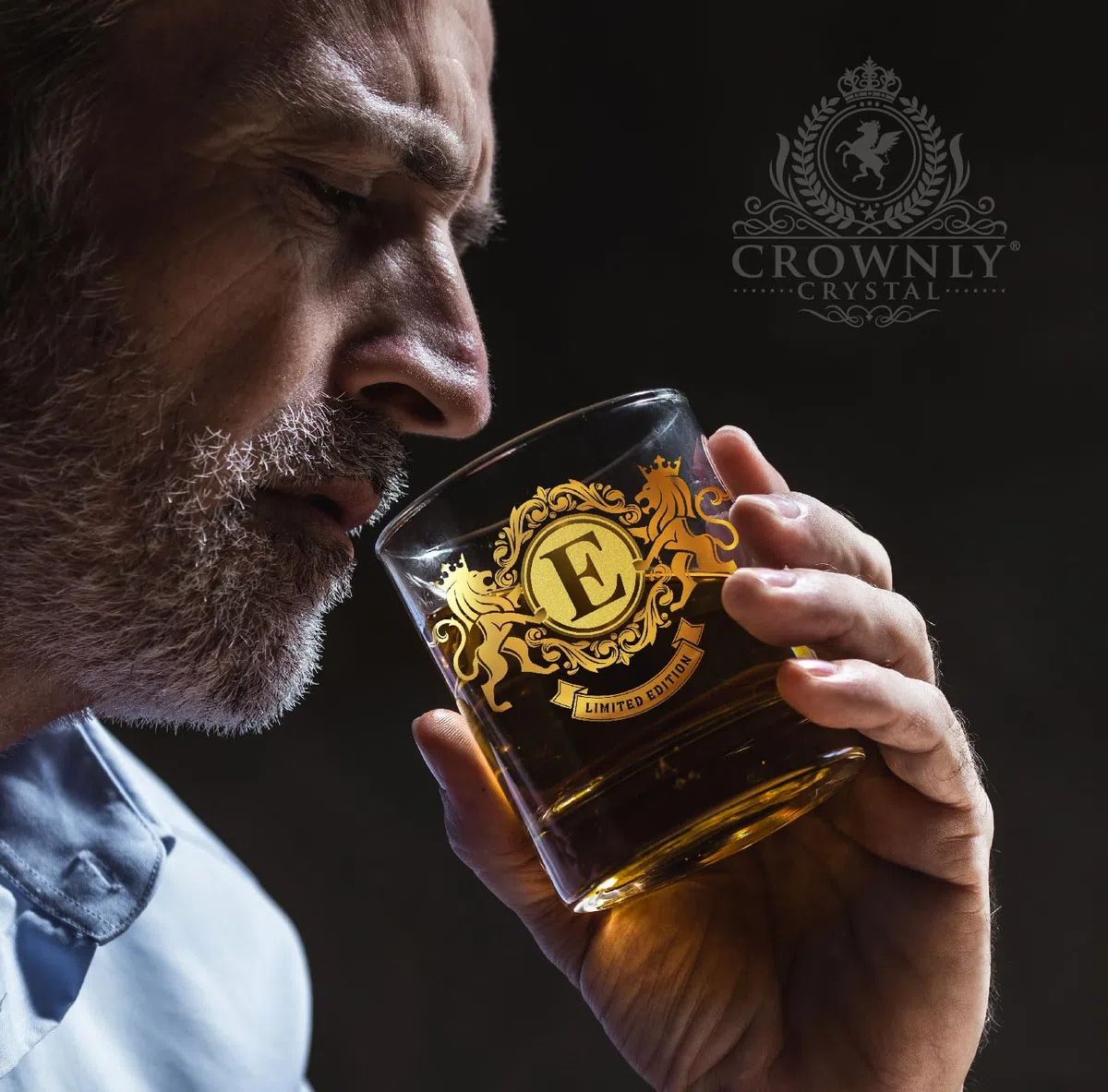 CROWNLY CRYSTAL® Regalo Para Novio Regalos Padre Regalos Para Adolescentes Regalos Originales Para Amigos Regalos Para Mi Novio Vasos Whisky Cristal Regalos Para Hombre Regalos Personalizados (E)
