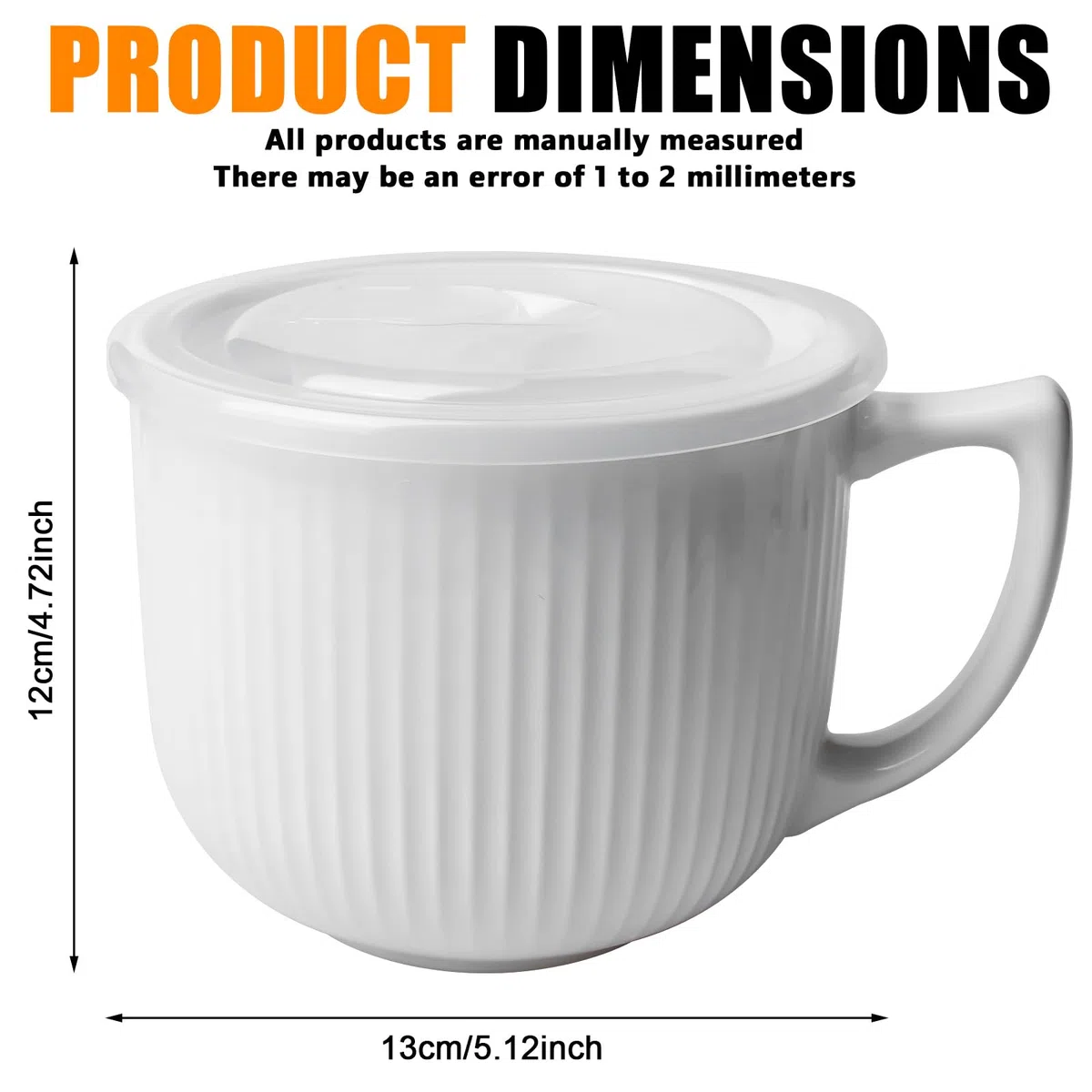 Cuenco de cerámica con asa, 900 ml, tazas de sopa para microondas con tapa, cuenco de ramen, taza de café grande para almuerzo, pasta, fruta, cereales