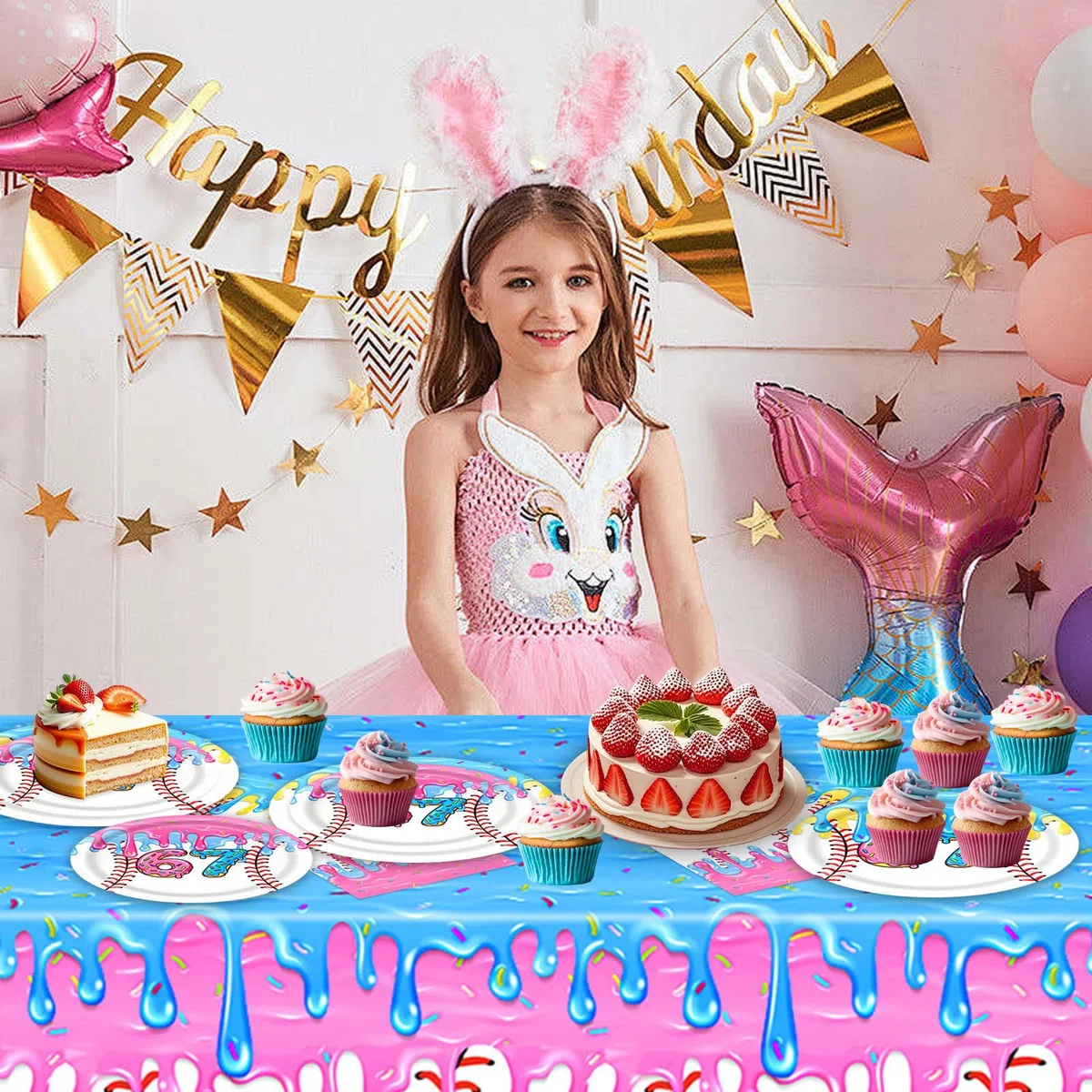 51 Piezas Sixseven Set de Vajilla para Fiestas de Cumpleaños, 20 Platos, 20 Servilletas y 1 Mantel, para Cumpleaños de Niños y Fiestas Temáticas
