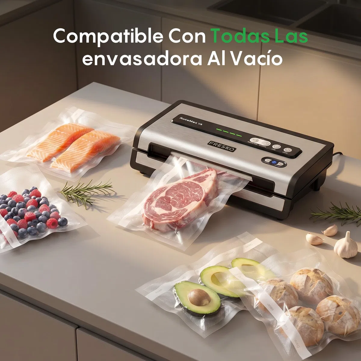 FRESKO Bolsas de Vacio para Alimentos, 120 Bolsas 20x30cm Bolsa Gofrada Envasado al Vacio con Textura de Grado Comercial para Cocinar al Vacío, sin BPA y Aprobada por la FDA