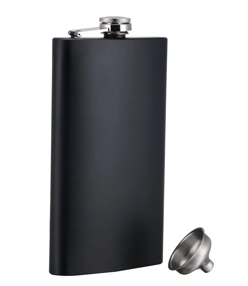 taneaxon 12 oz negro bolsillo de acero inoxidable Whisky Licor Petaca con embudo libre